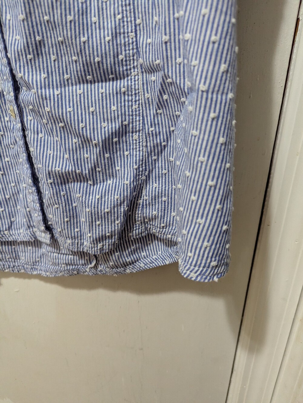 Karen Scott XL Blue Striped Short-Sleeve Button-Up Shirt - Picture 4 of 8